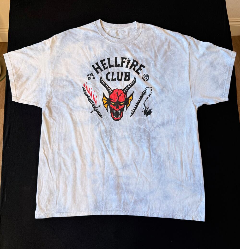 Netflix Stranger Things Hellfire Club Gray Tie-Dye Graphic T-Shirt